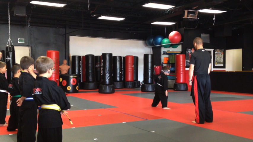 Blindfolded Form: Ted shows off his mad ninja skillz