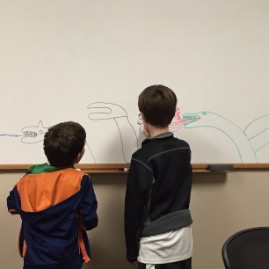 Drawing dragons in Daddy's office