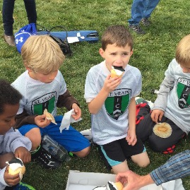 Ted's last soccer game celebration