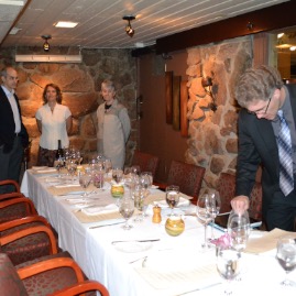 Prepping for Marcy and Tom's 50th anniversary surprise dinner