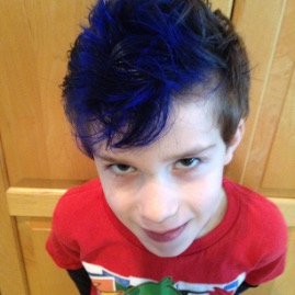 Crazy hair day - Broncos blue!