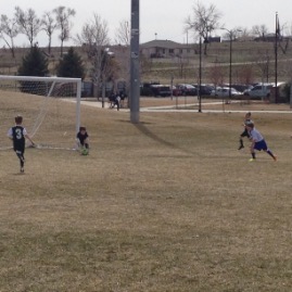 Timmy makes a save as goalie!