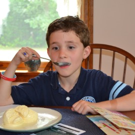 Ice cream is good on a sweaty day