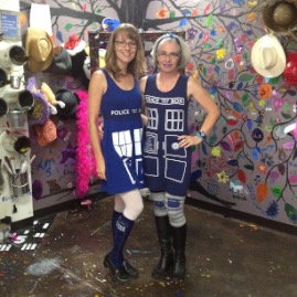 Mom and Ashley dressed as the TARDIS...