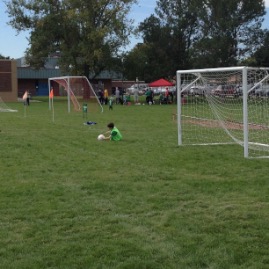 Ted the goalie makes a save
