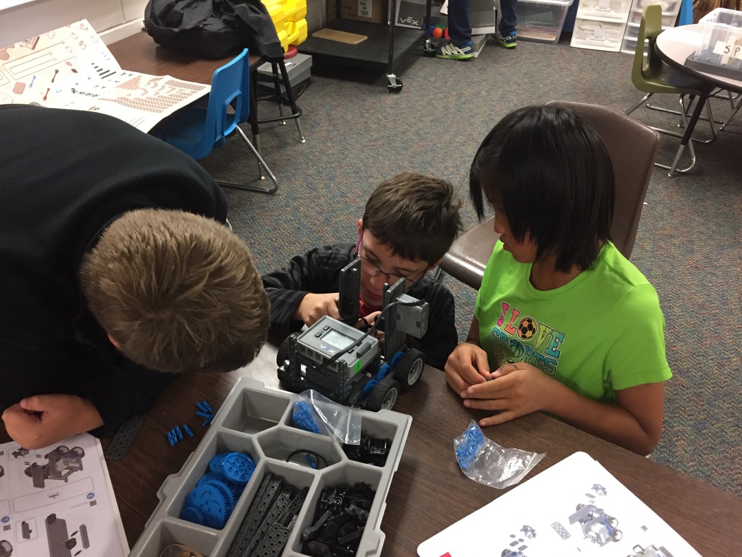 4th grade team TriForce works on their robot