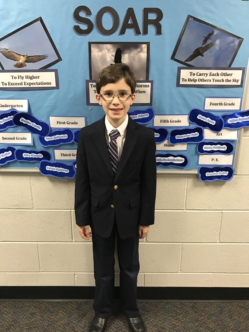 Ted is Principal for a Day, after raising the most money for the Jog-a-Thon!