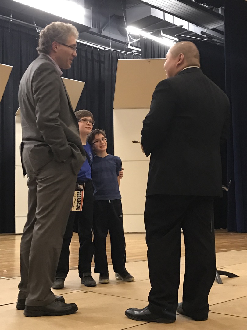 Talking to Mr.Vu, the orchestra teacher, after the performance