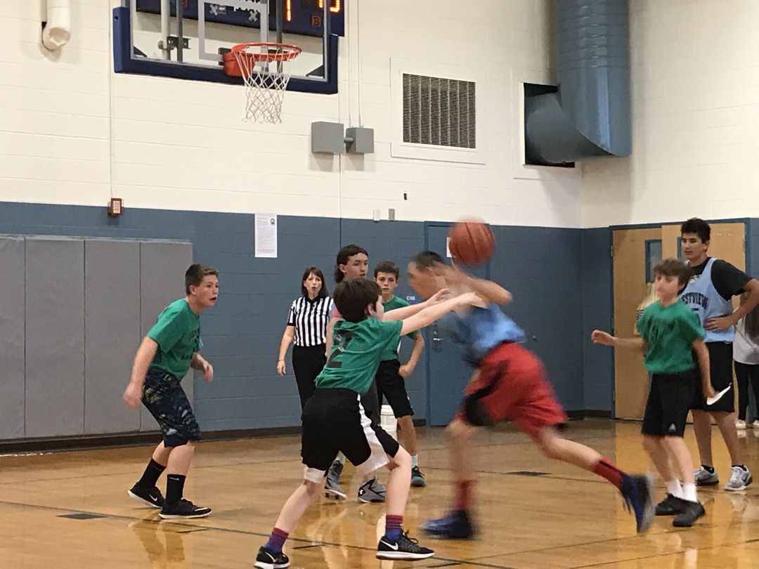 Intramural basketball action