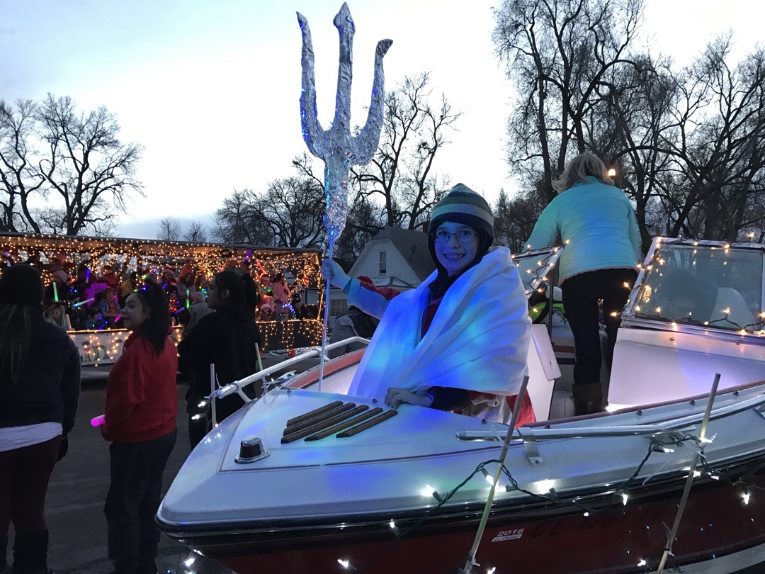 Ted is the Hygiene Elementary float marshal, as Neptune