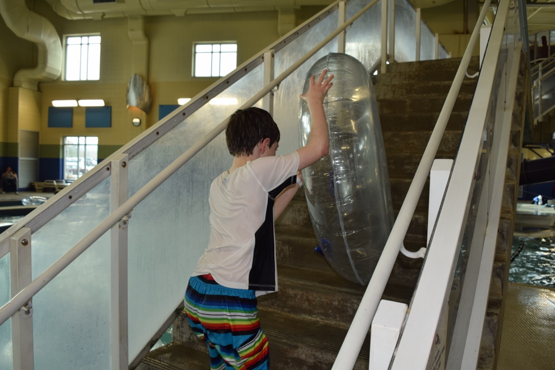 Rolling up to the slide