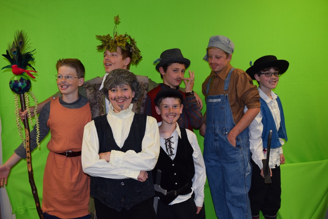 Some of the gang before the school performance