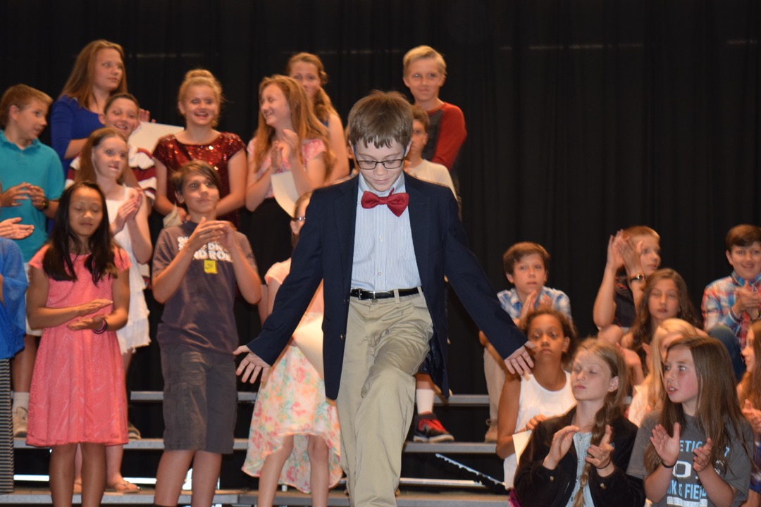 Accepting applause for the Terrific Techie award