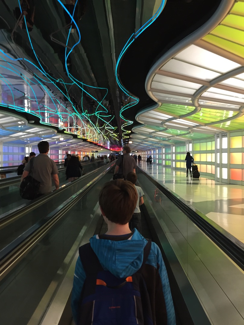 Chicago airport tunnel of lights
