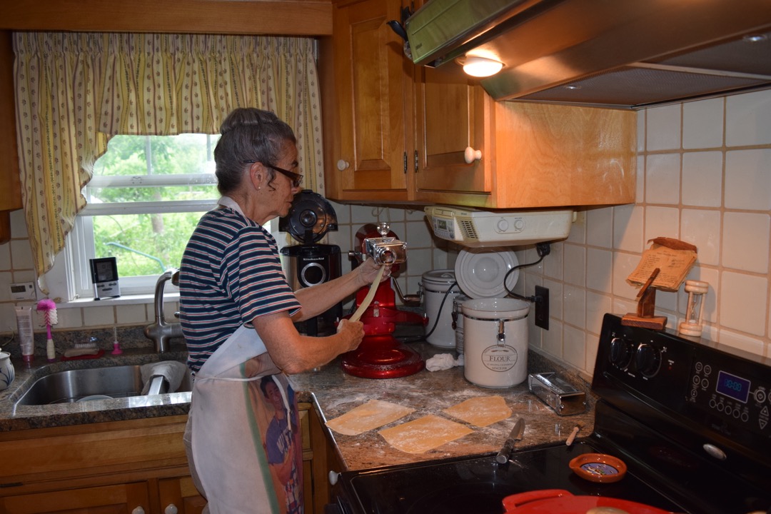Hard at work making pasta