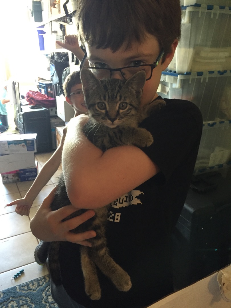 Tim with a friend's kitty