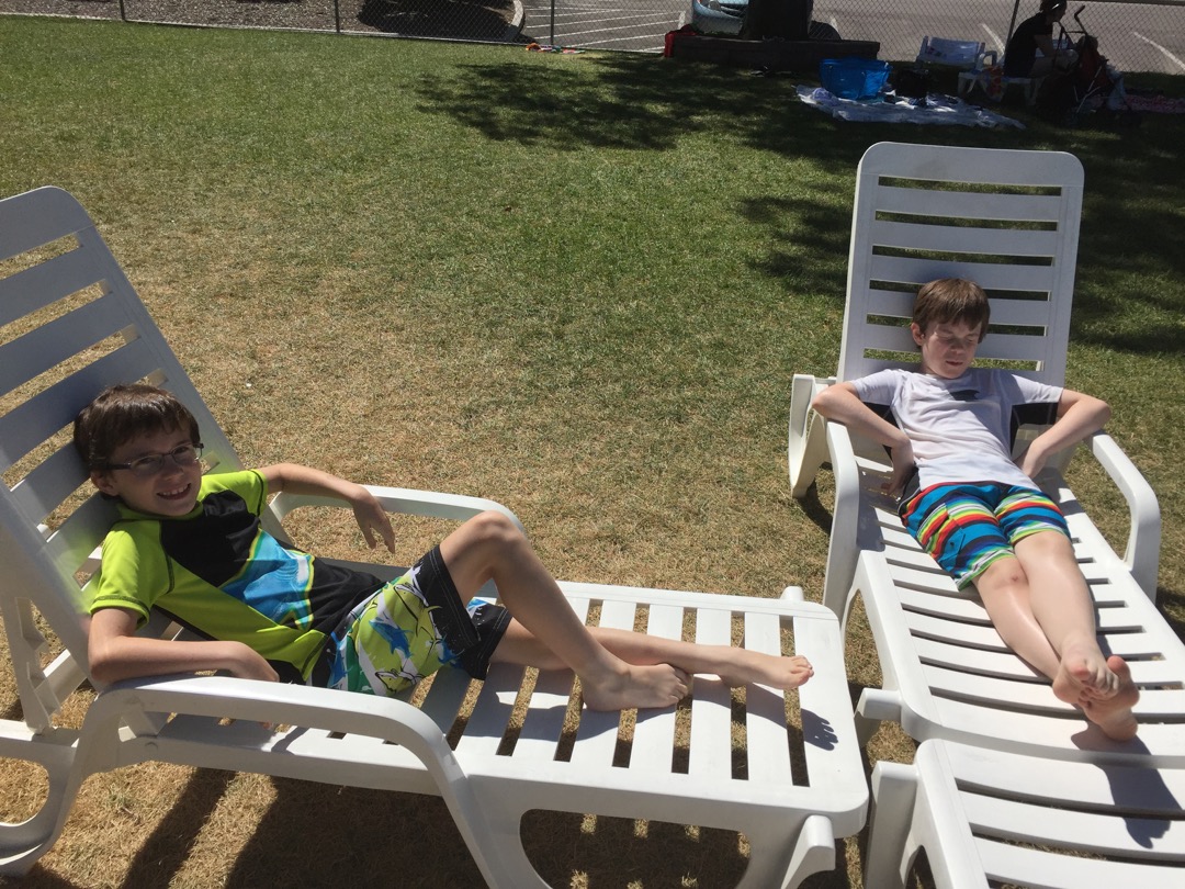 Hanging out after swimming lessons
