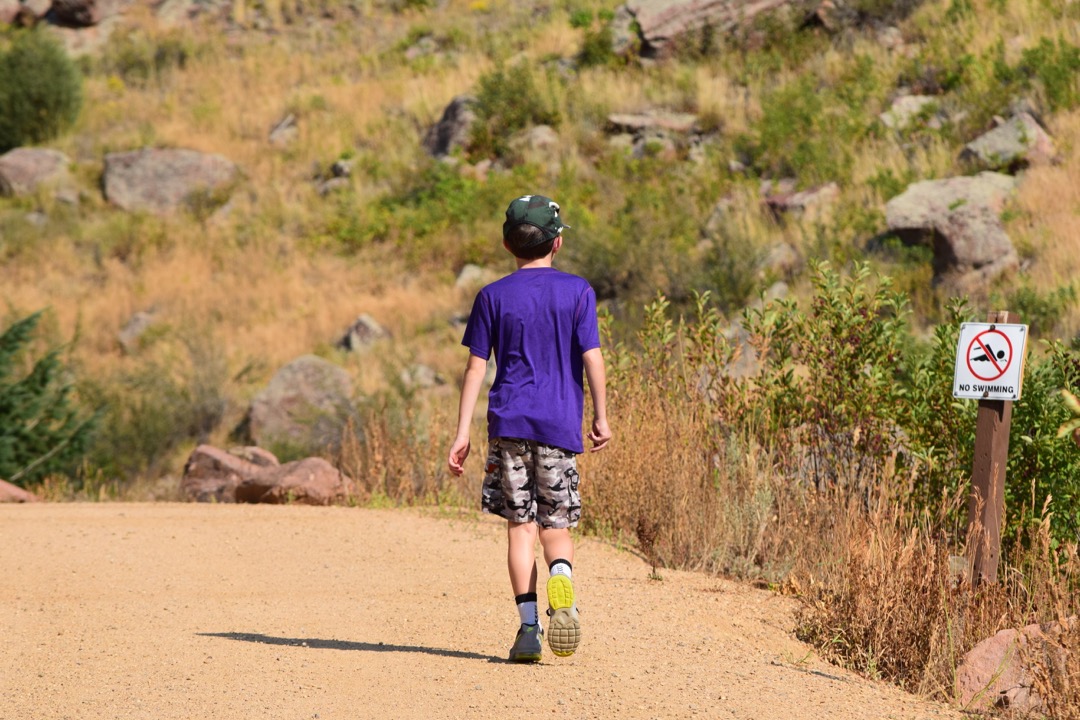 Heading up the dirt road trail