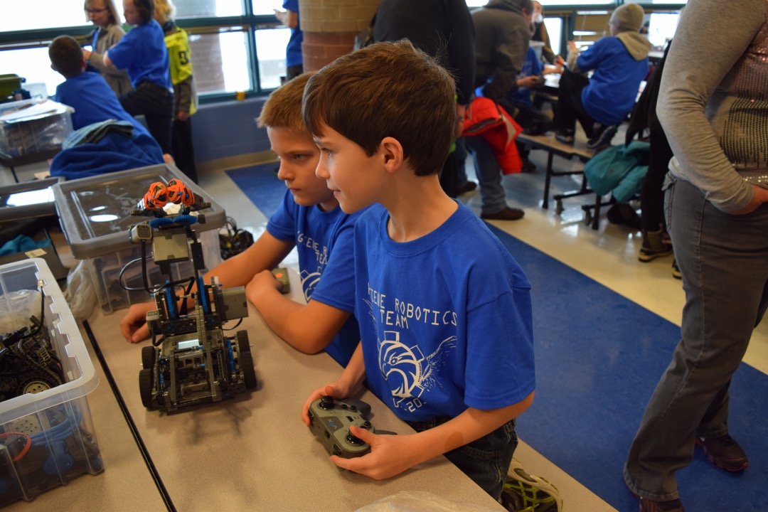 Ted tests his robot before the first competition