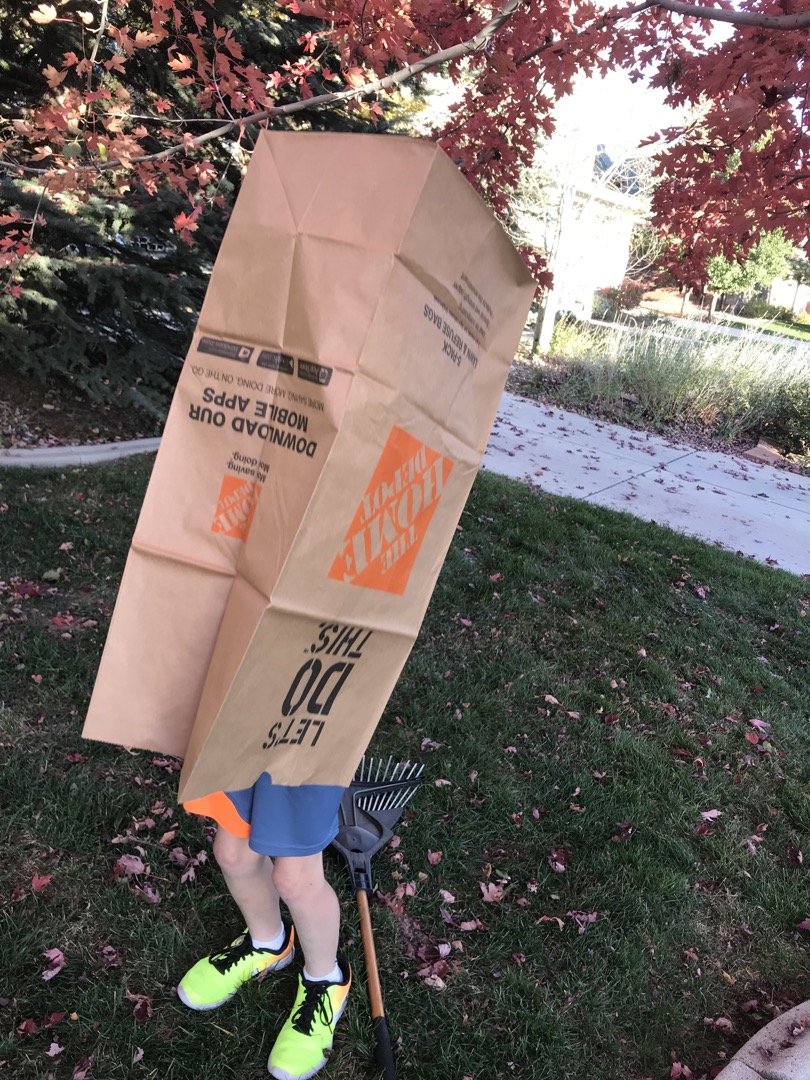 Ted opens a new leaf bag