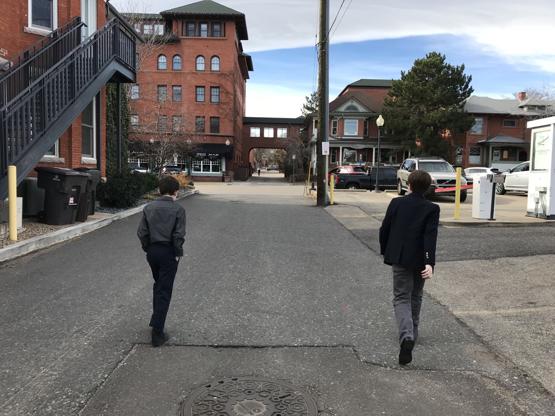 Sharp-dressed boys on the way to Thanksgiving lunch