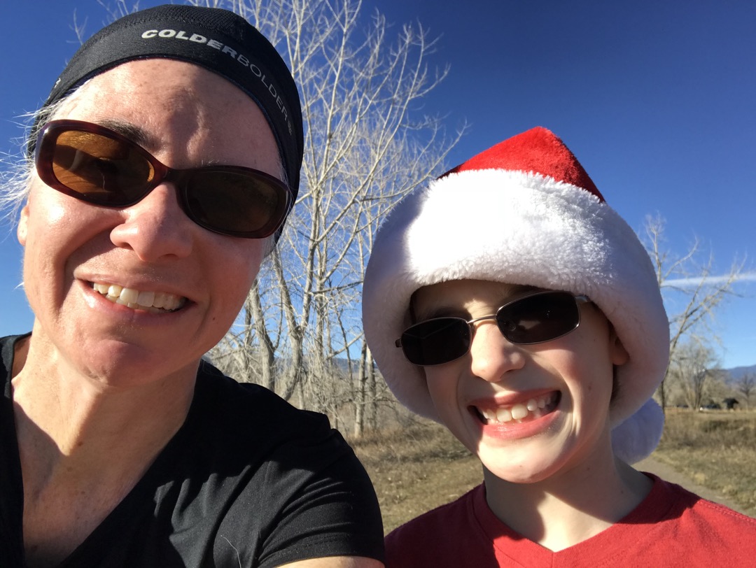 Mom and Ted at the Jingle Bell Run
