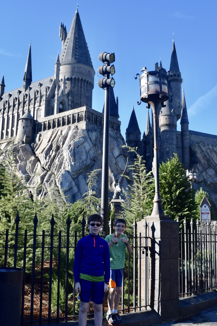At the gates of Hogwarts to ride The Forbidden Journey!