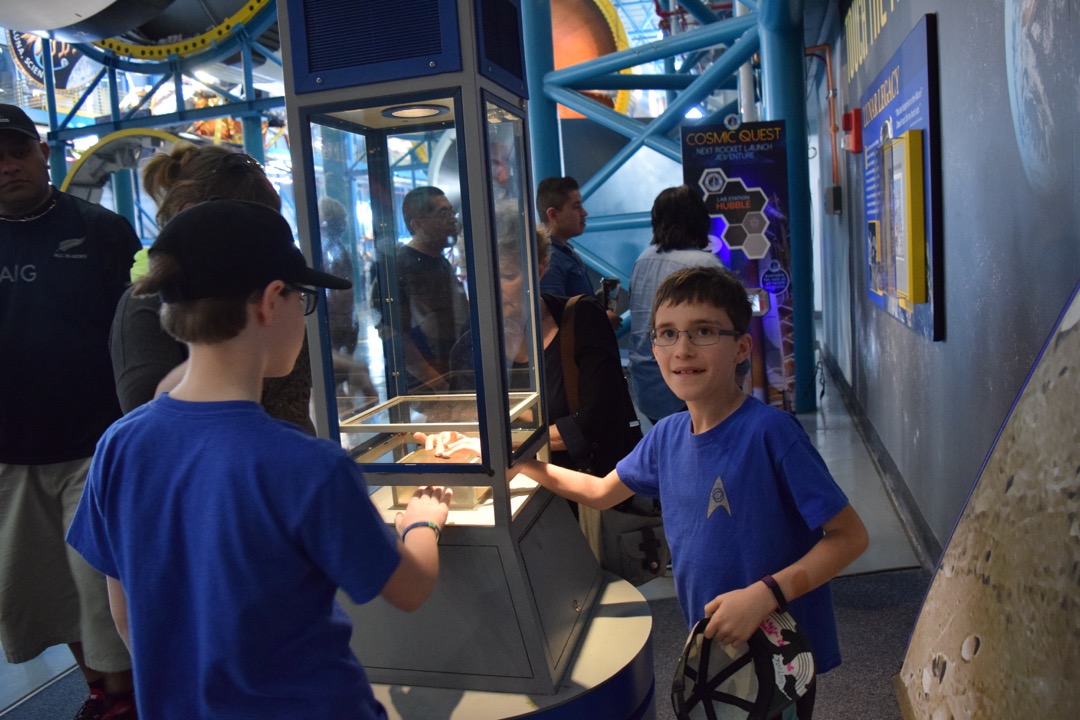 Touching a moon rock