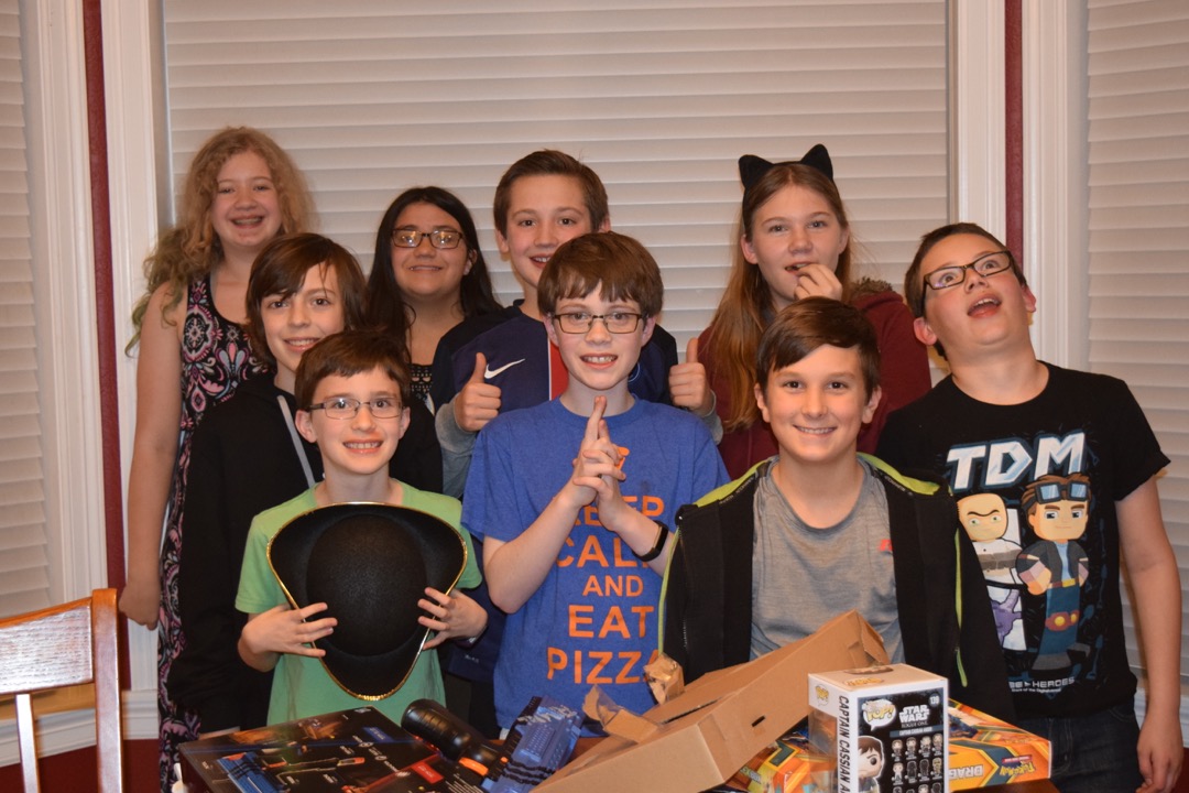 Tim's movie party and sleepover crew