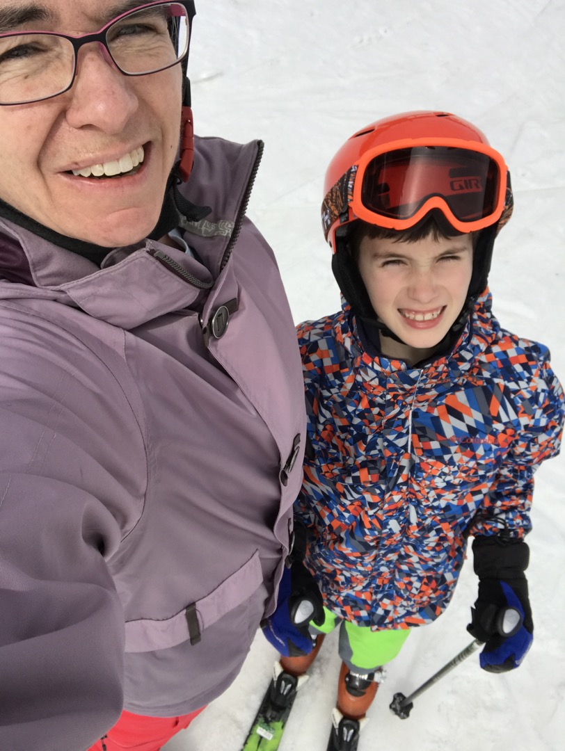 Bright new snow pants selfie
