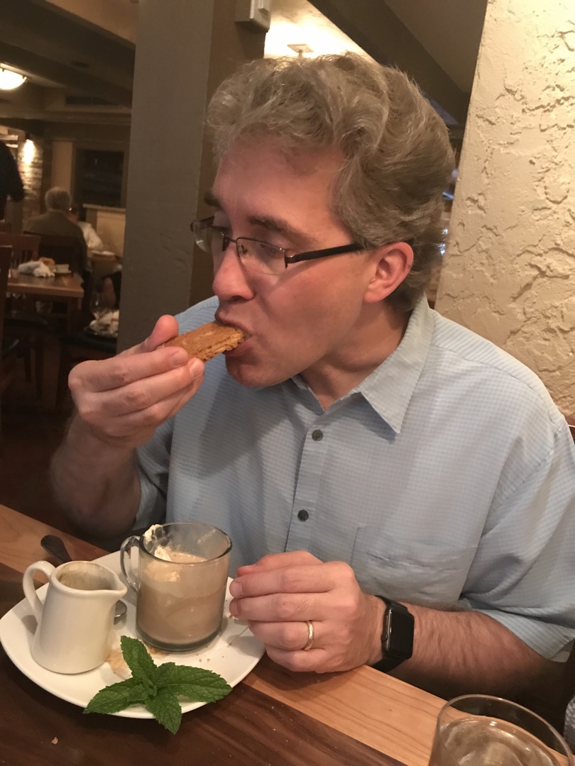 Dad enjoys dessert