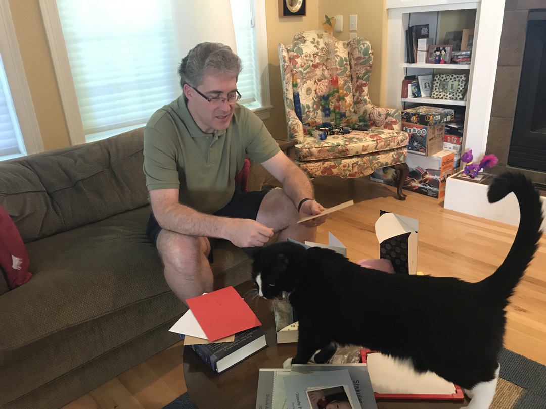 Henry helps with Father's Day gifts
