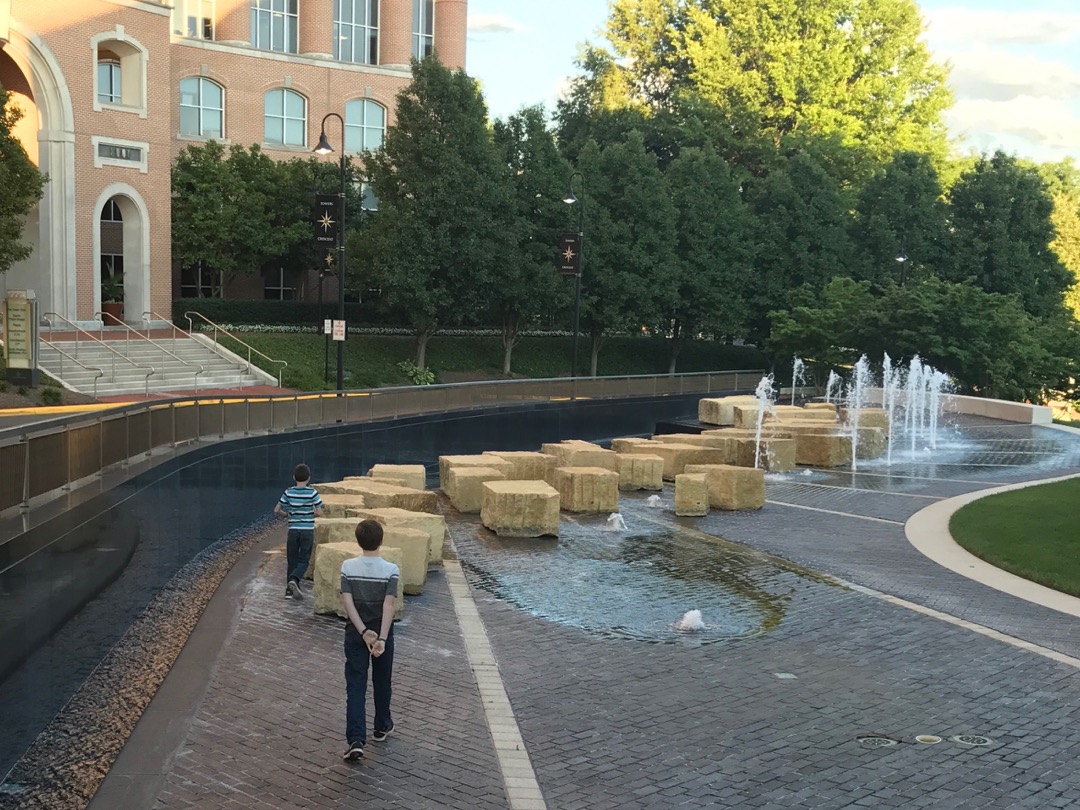 Cool fountain after Brazilian steakhouse dinner
