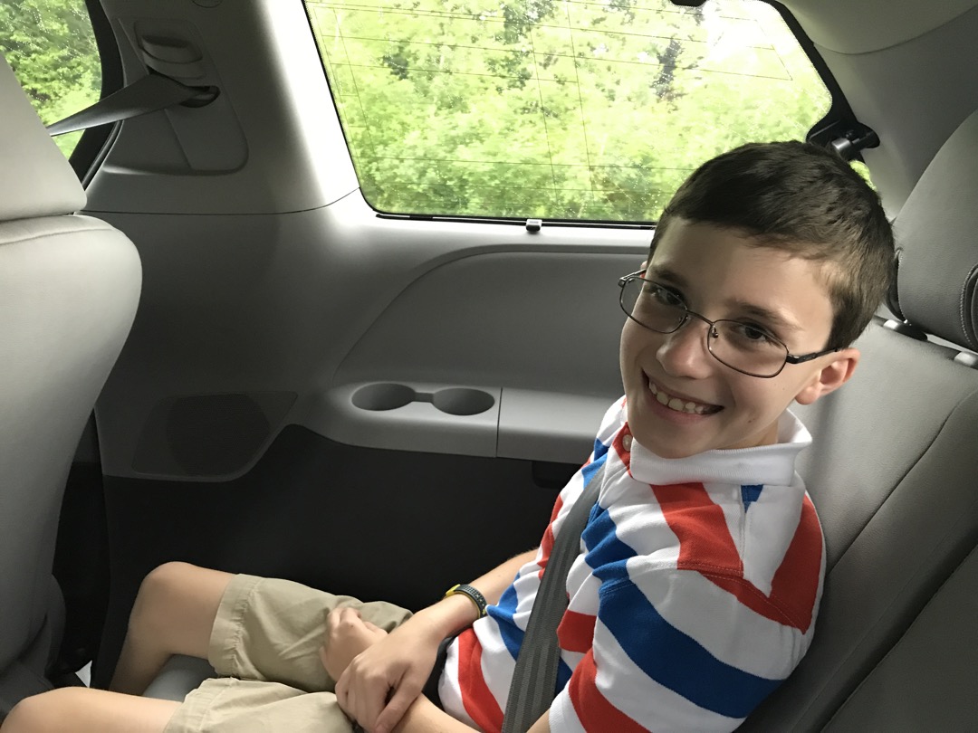 Riding in the back of Paul and Sue's awesome minivan