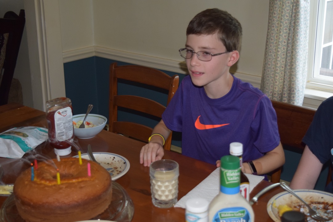 Ted blew out the candles