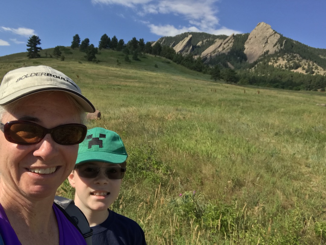 Tim and Mom out for a hike at Chautauqua