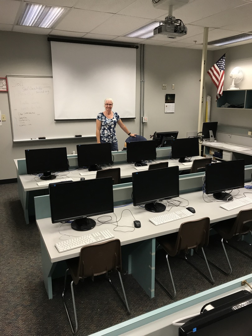 Mom in her computer lab