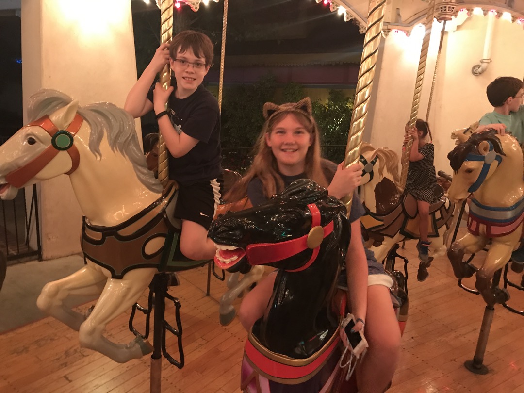 Tim and Kate on the carousel