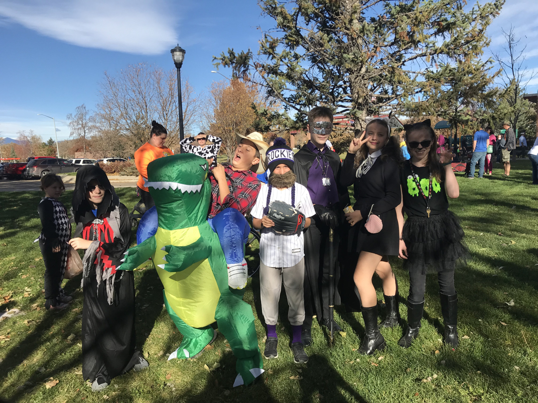 The boys and friends at the Halloween parade