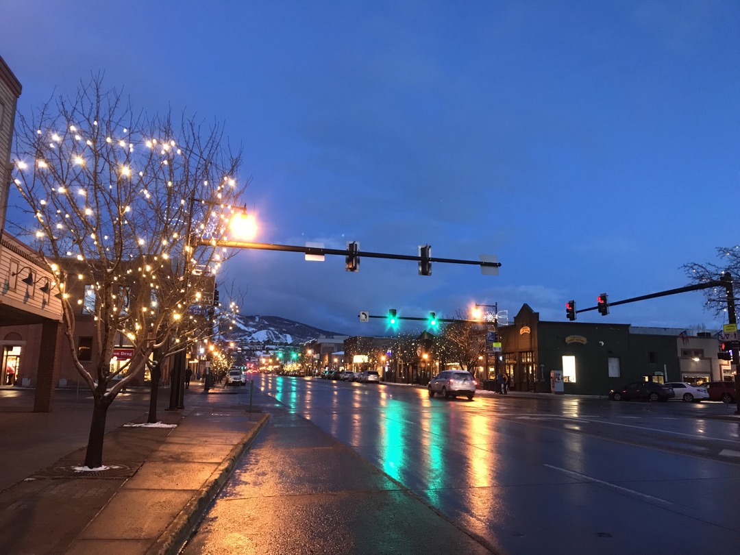 Downtown Steamboat at night