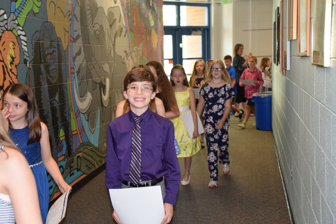 Parading through the school