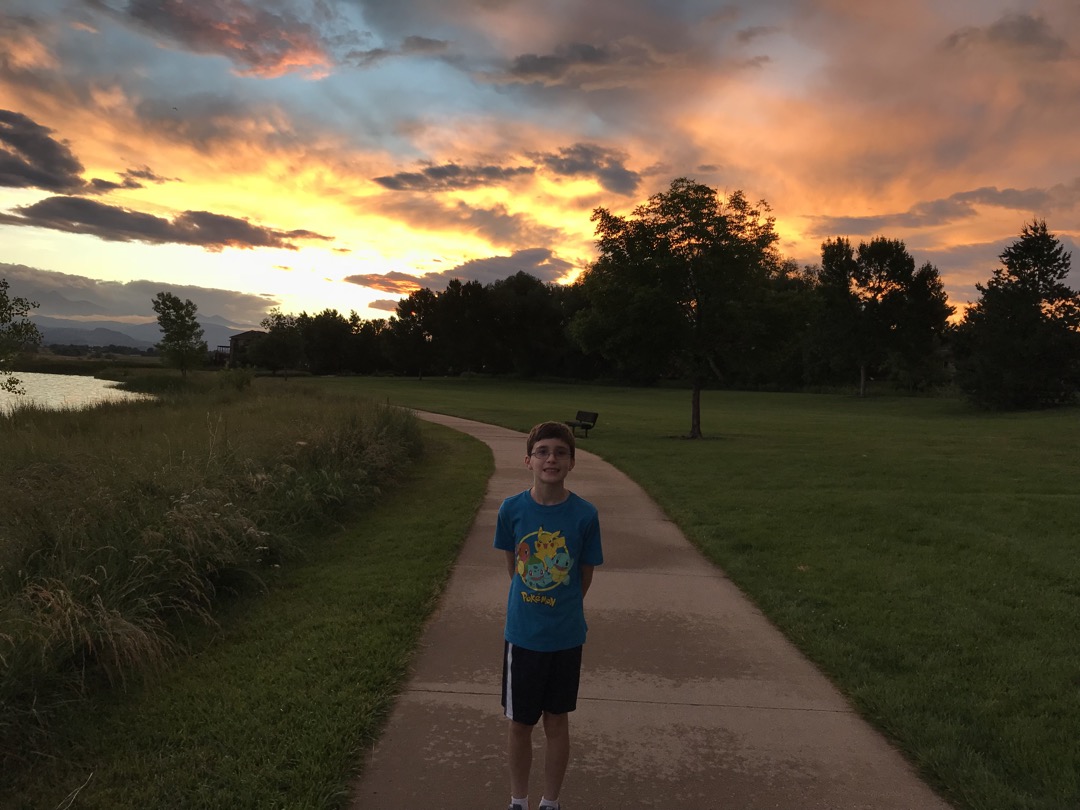Ted with a dramatic sunset