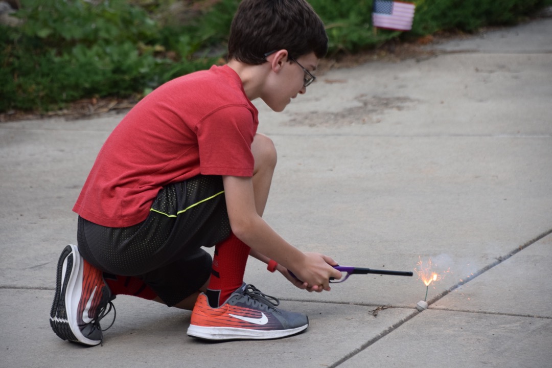 Lighting a smoke bomb