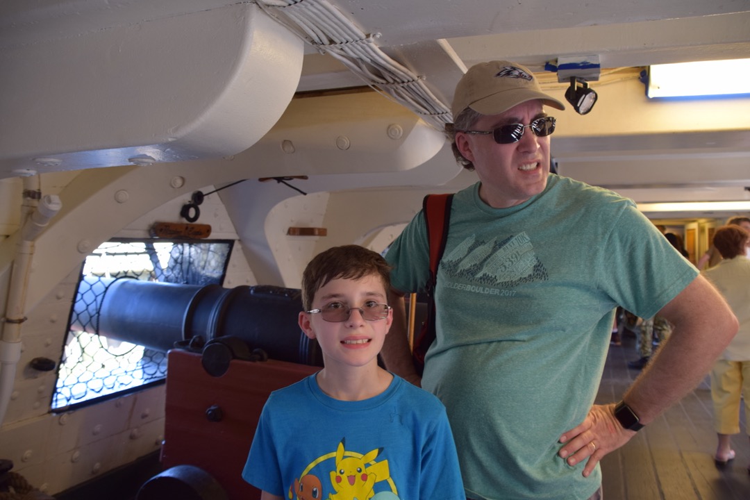 Ted and Dad check out the canons belowdecks