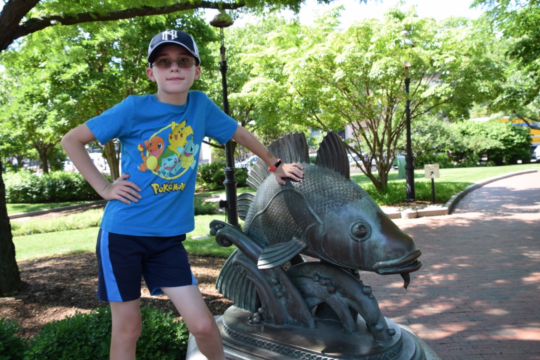 Ted and fish in the shade