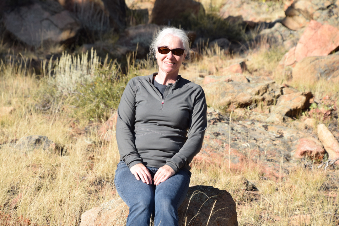 Mom on a rock