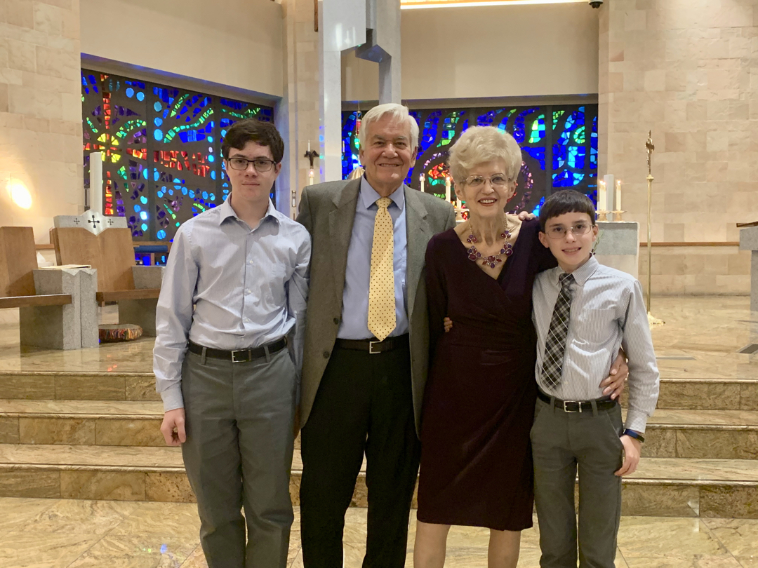 After celebratory mass with those big grandkids