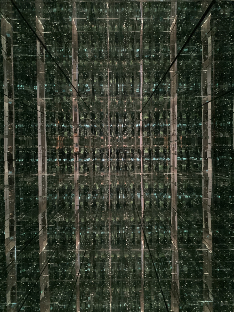 Inside the mirrored hallway exhibit at the Denver Art Museum