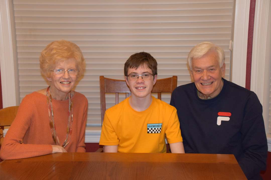 Birthday boy with Grandma and Grandpa