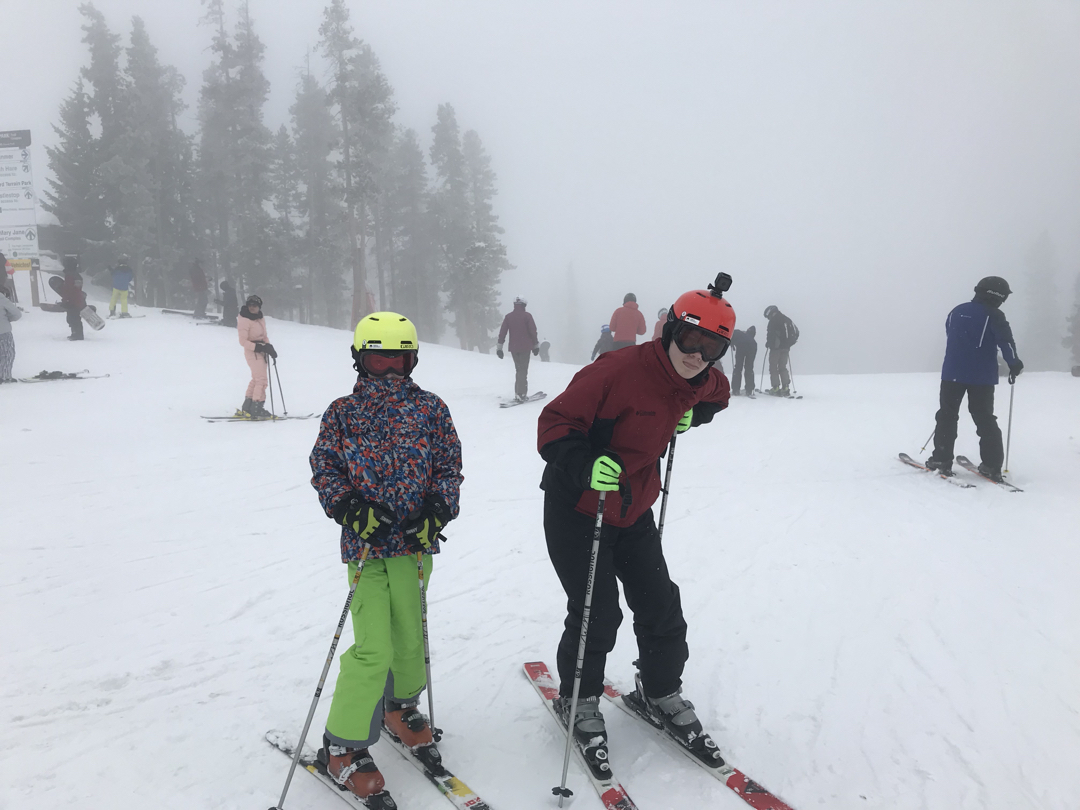 Skiing in the clouds